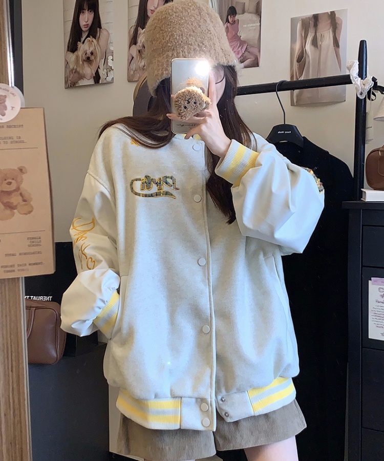 Retro embroidery jacket loose baseball uniforms