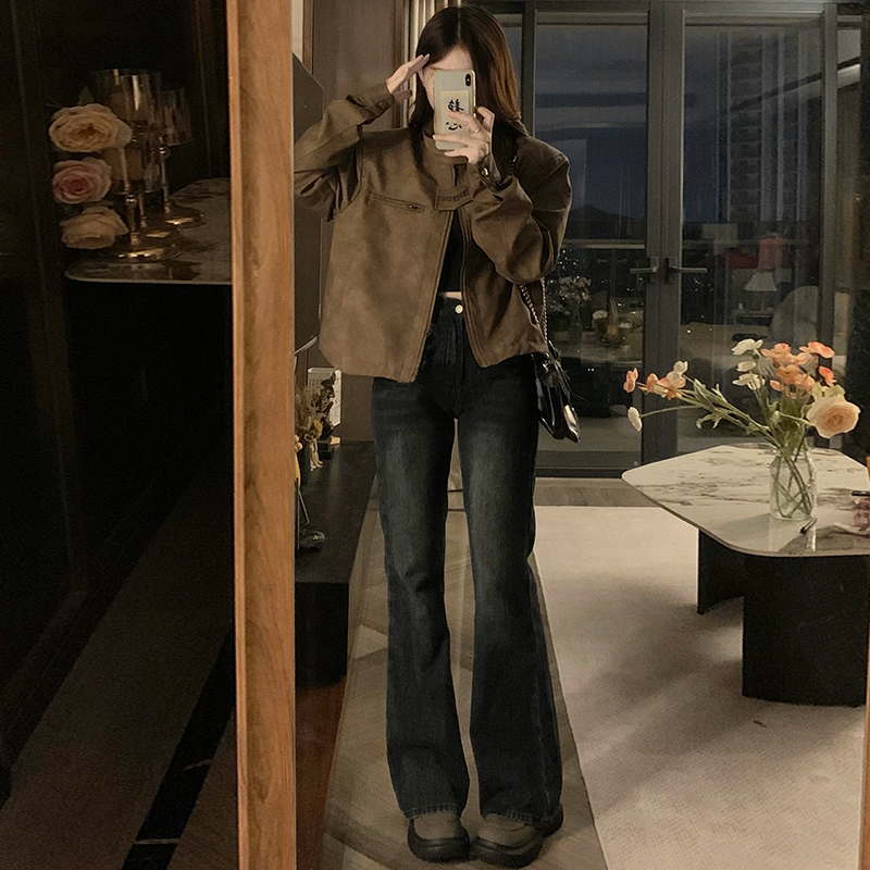 Locomotive brown coat couples American style leather coat