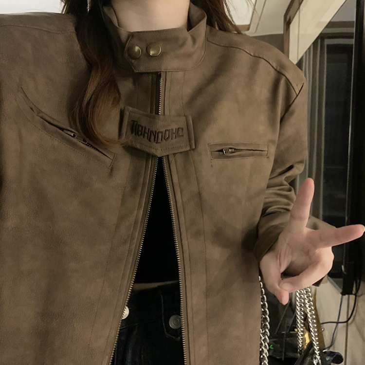 Locomotive brown coat couples American style leather coat