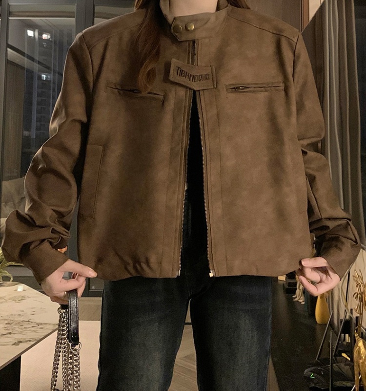 Locomotive brown coat couples American style leather coat