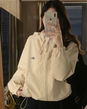 Beige technical jacket jacket for women
