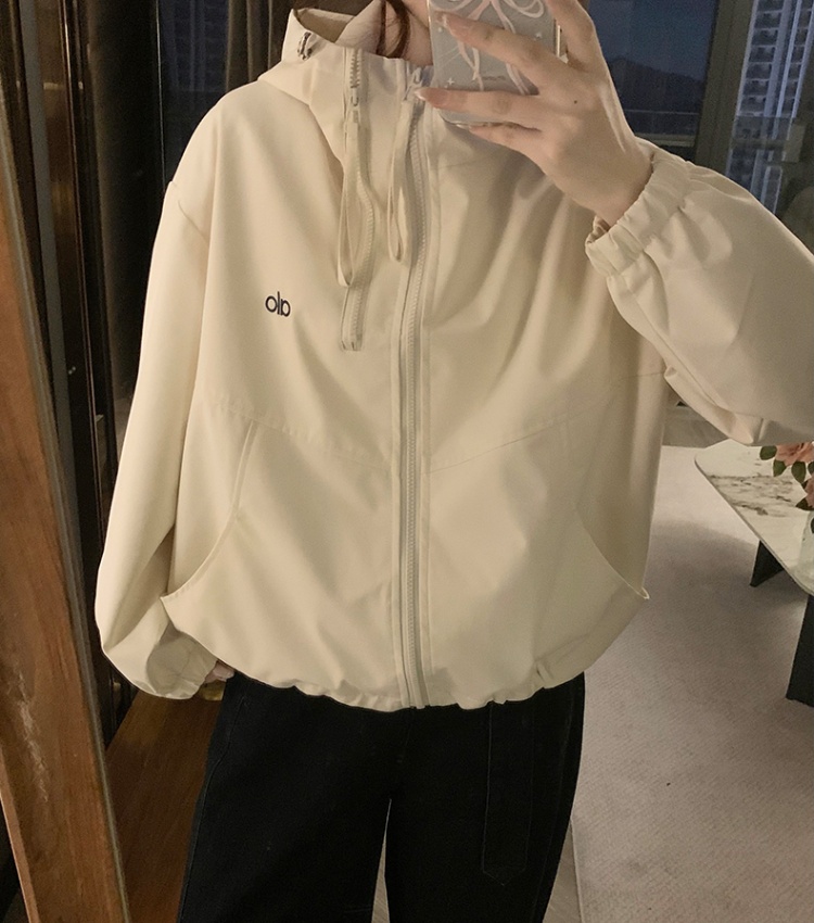 Beige technical jacket jacket for women