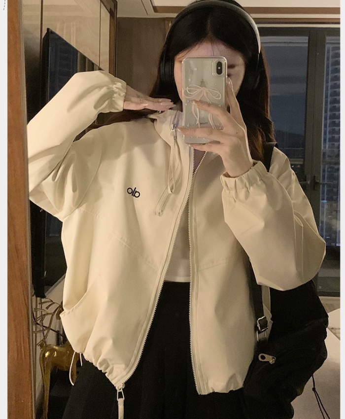 Beige technical jacket jacket for women