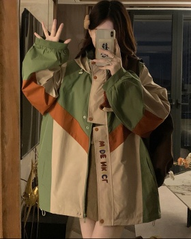 Mixed colors couples jacket autumn hooded work clothing
