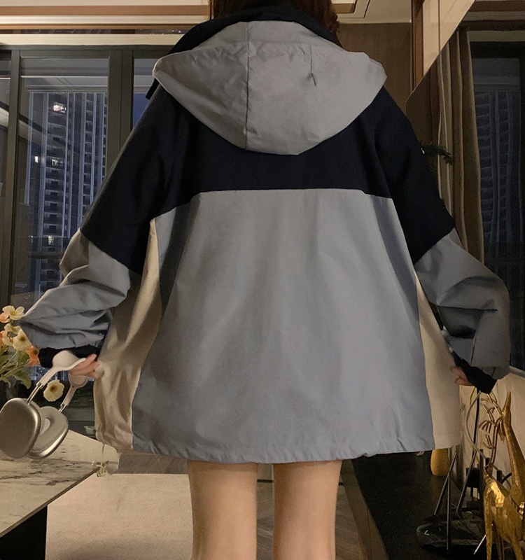 Mixed colors couples jacket autumn hooded work clothing