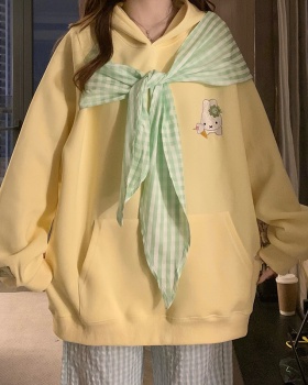 Hooded bow bandage coat couples autumn sweet hoodie