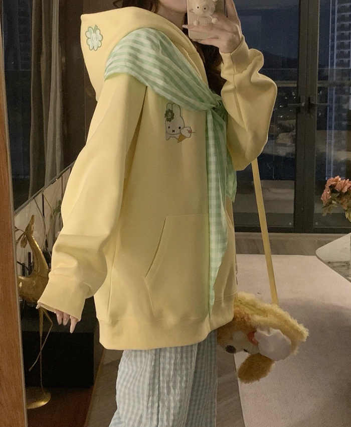 Hooded bow bandage coat couples autumn sweet hoodie
