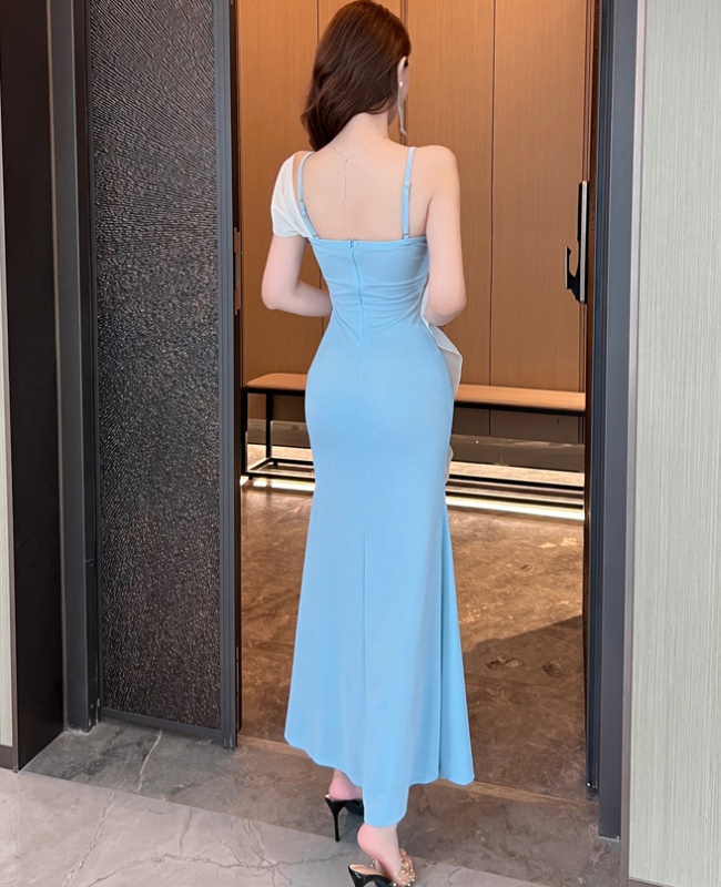 Temperament sling long dress sexy split formal dress