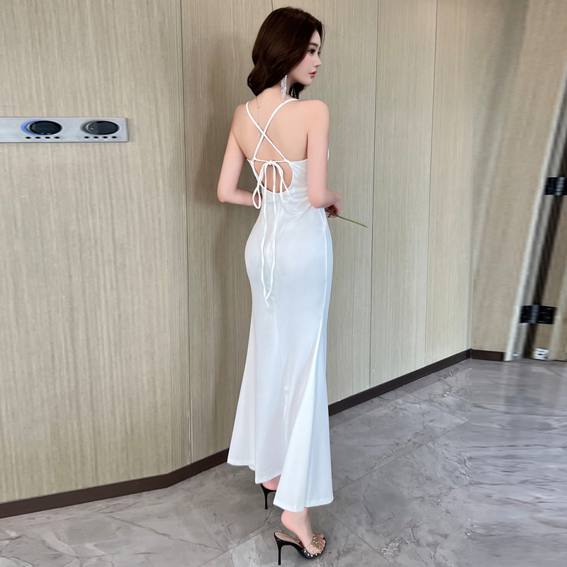 Split sling low-cut dress banquet sexy formal dress