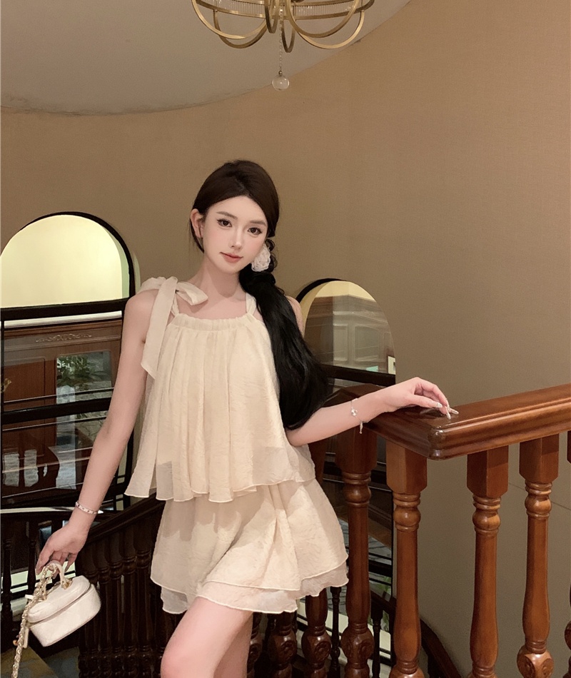 Colors temperament culottes niche tops a set for women