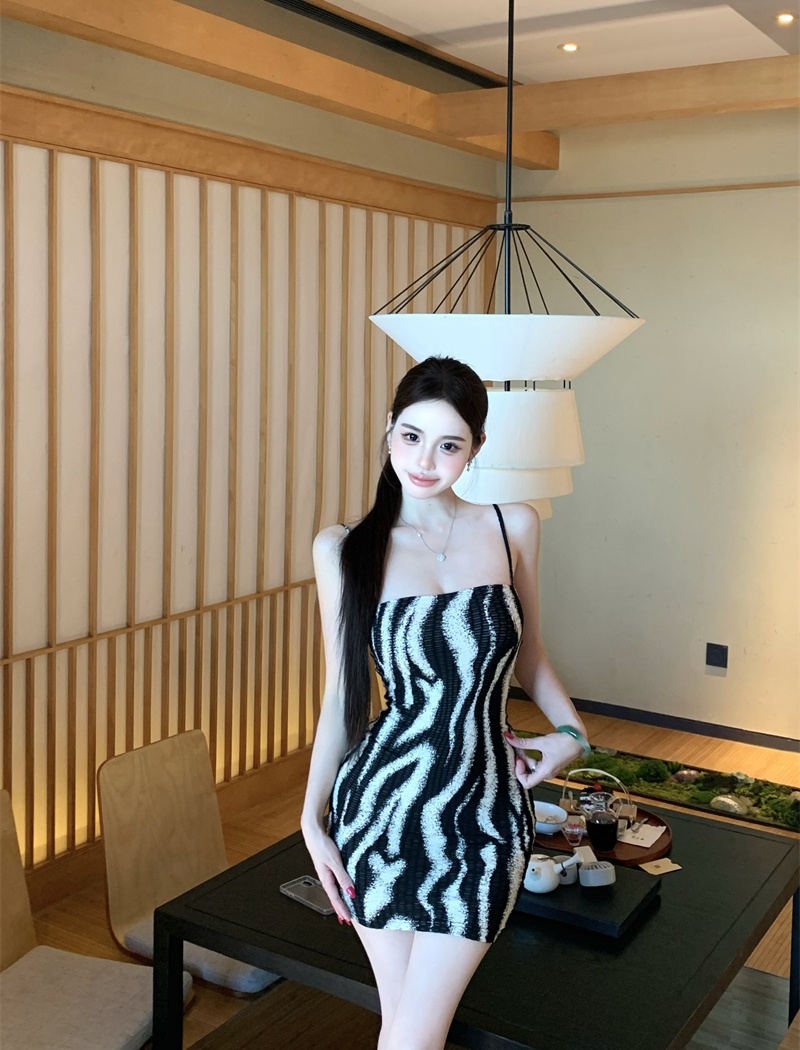 Sling with chest pad package hip wrapped chest sexy dress