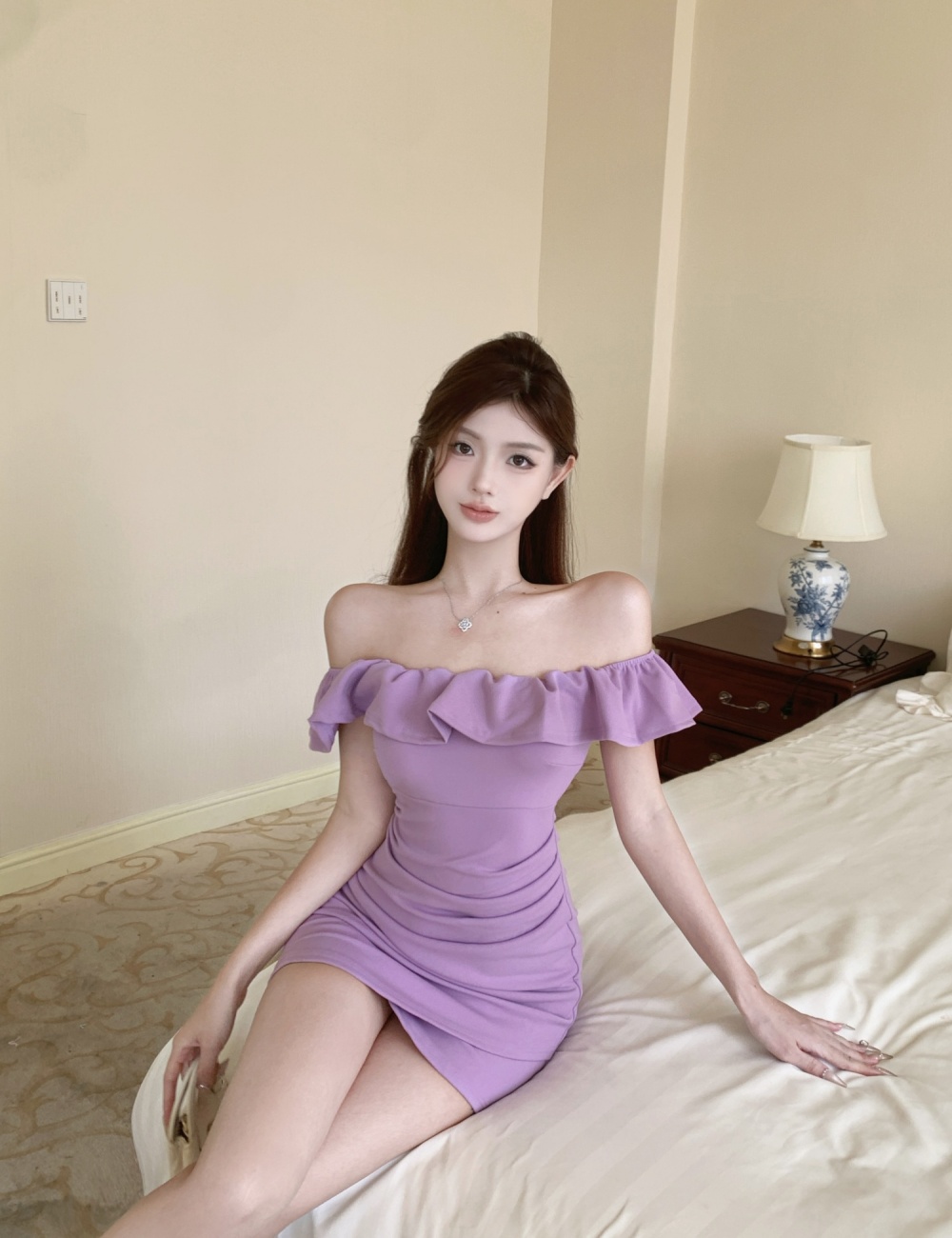 Temperament lotus leaf edges dress for women