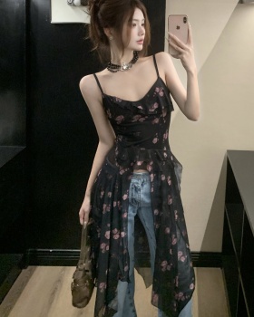 Lotus leaf edges spicegirl gauze long split fashion tops