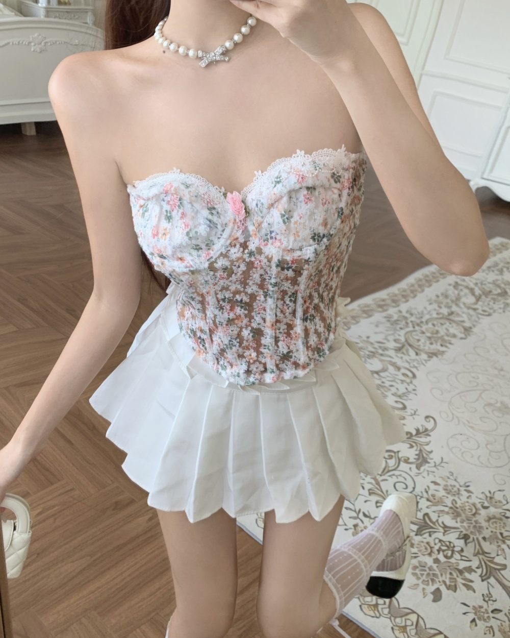 Wrapped chest hollow slim tops