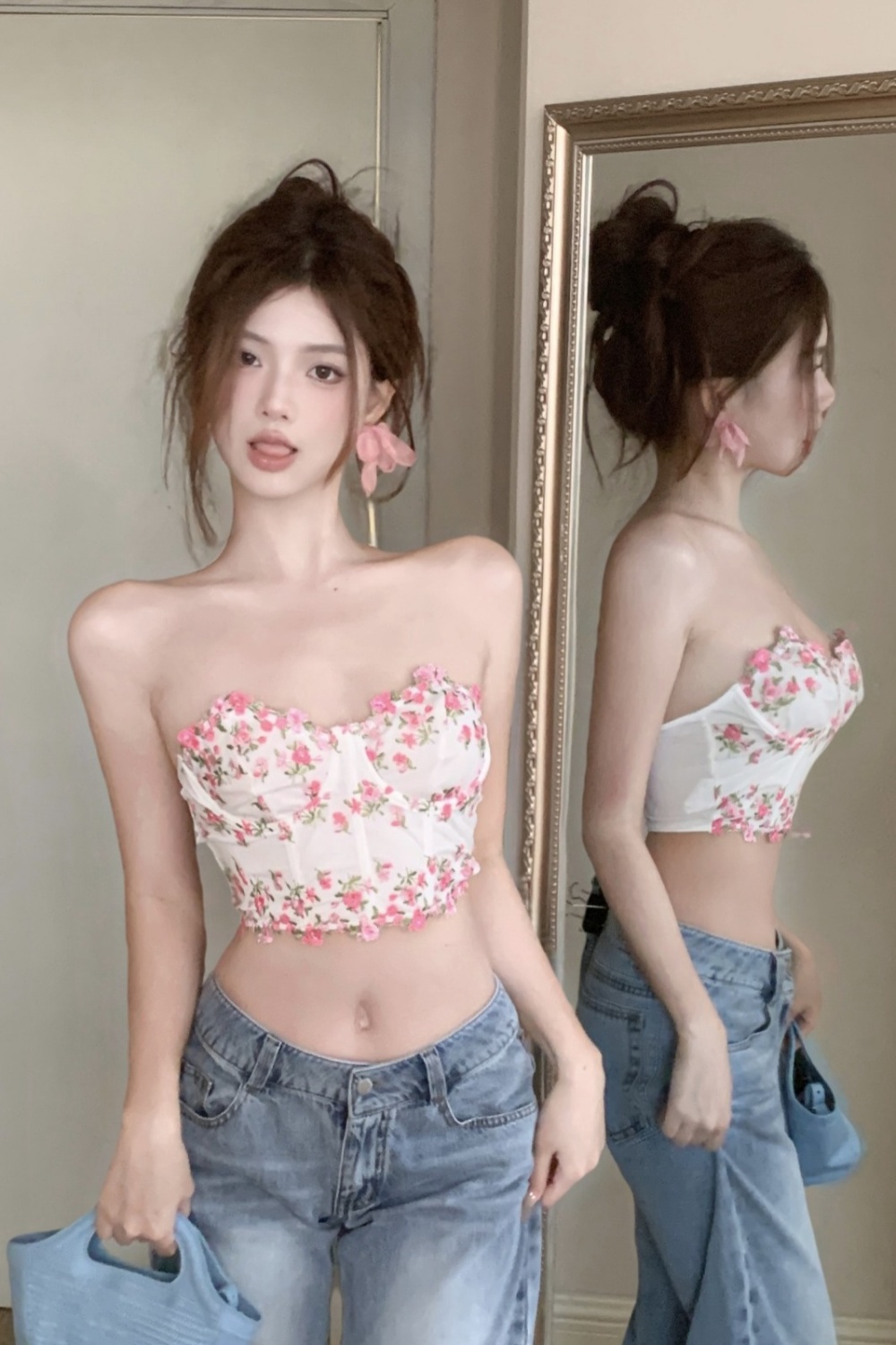 Wrapped chest short halter fashion spicegirl tops