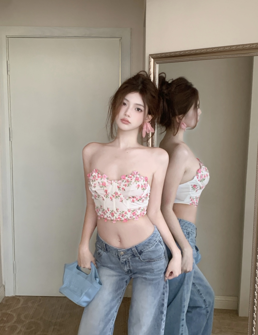 Wrapped chest short halter fashion spicegirl tops