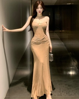Elegant slim halter formal dress sexy glitter dress