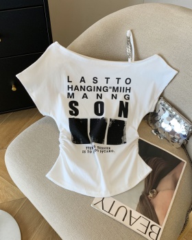 American style irregular T-shirt unique tops for women