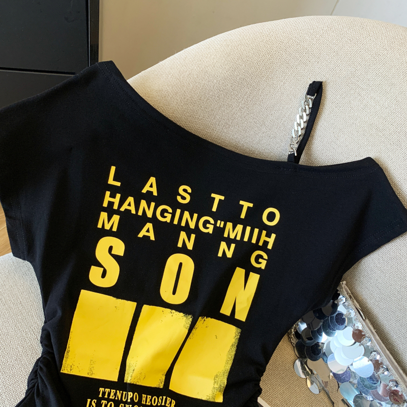American style irregular T-shirt unique tops for women