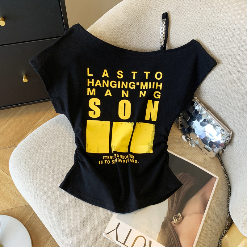 American style irregular T-shirt unique tops for women