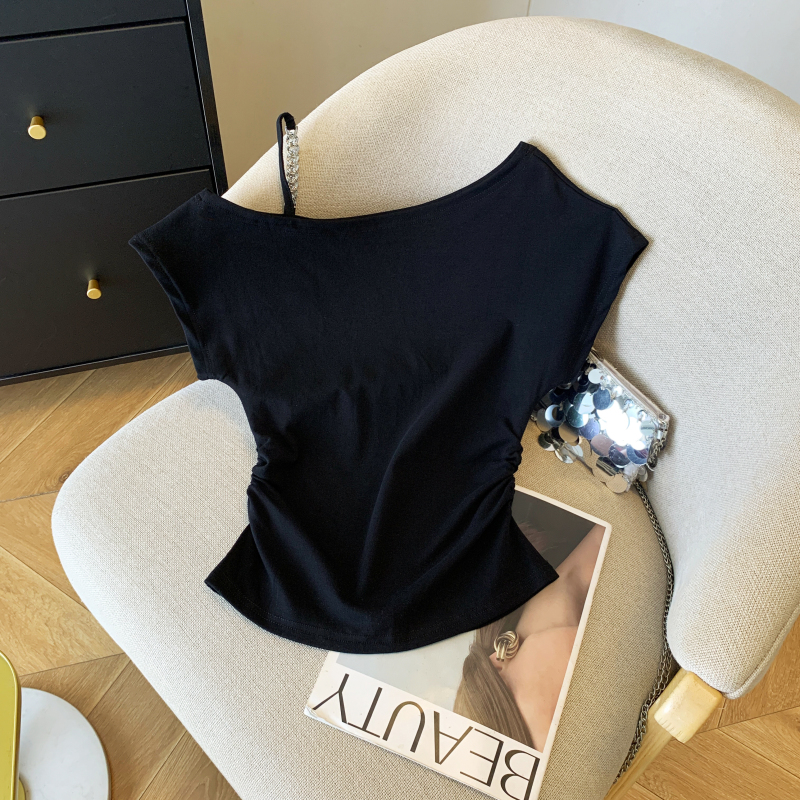 American style irregular T-shirt unique tops for women