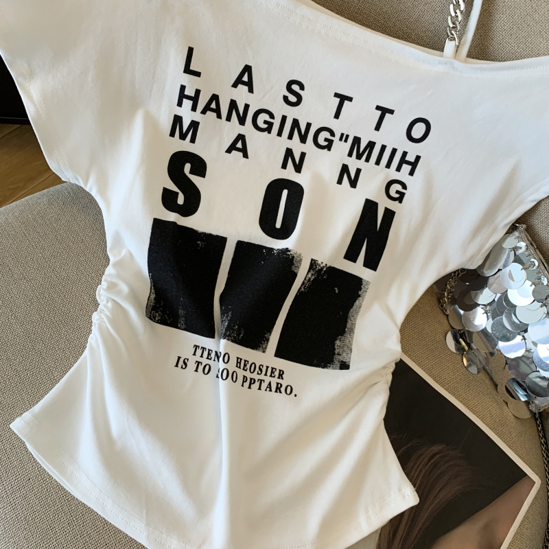 American style irregular T-shirt unique tops for women
