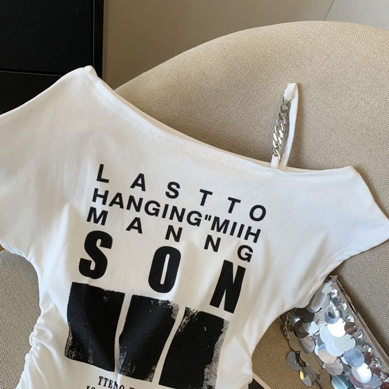 American style irregular T-shirt unique tops for women