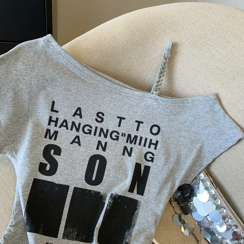 American style irregular T-shirt unique tops for women