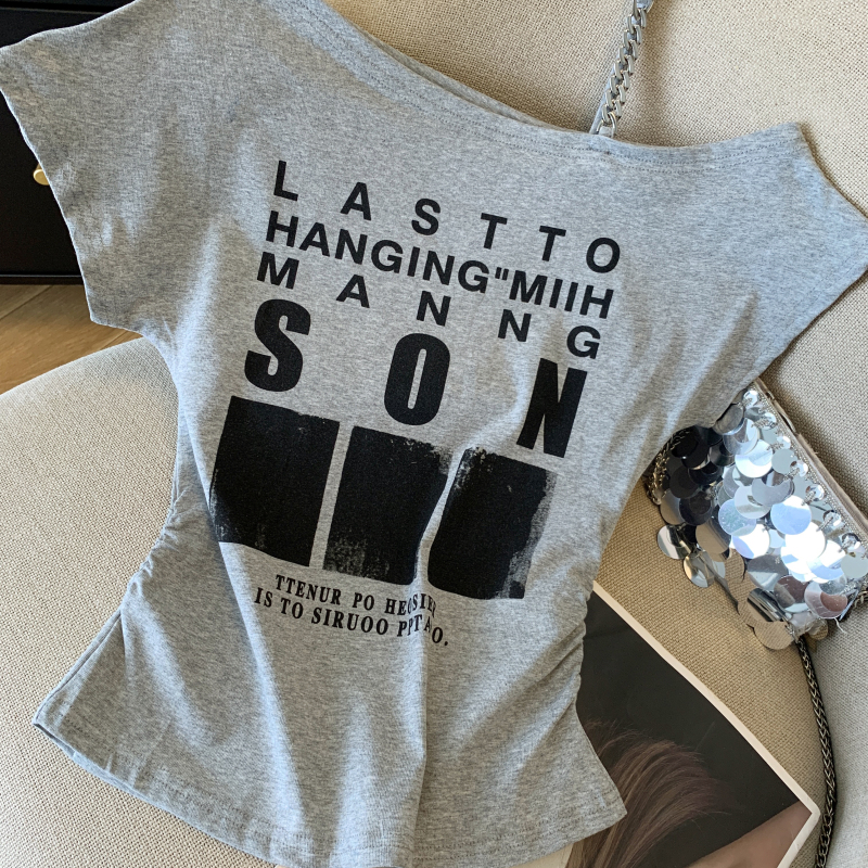 American style irregular T-shirt unique tops for women