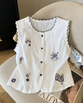 Round neck fashion tops all-match slim vest for women