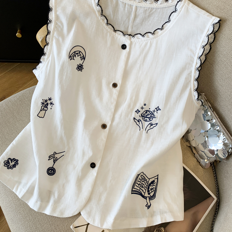 Round neck fashion tops all-match slim vest for women