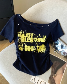 American style short sleeve slim T-shirt for women