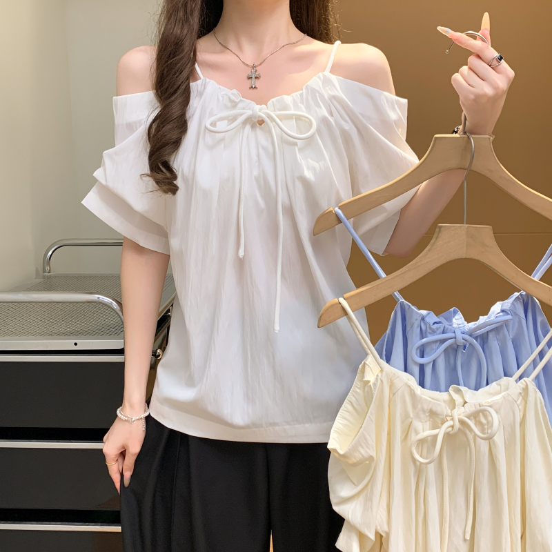 Sling white vacation tops temperament tender shirt
