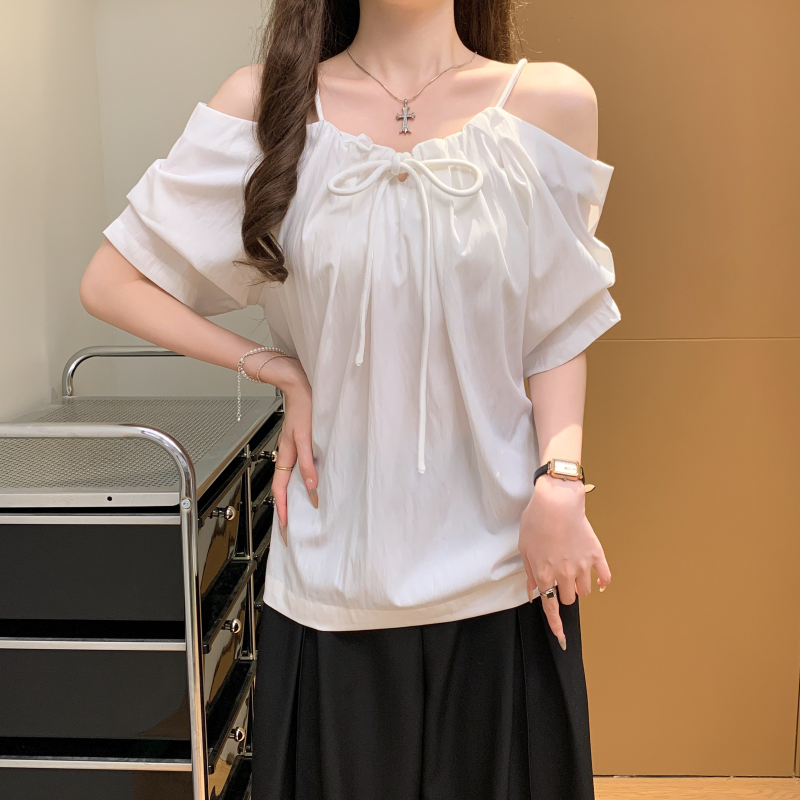 Sling white vacation tops temperament tender shirt