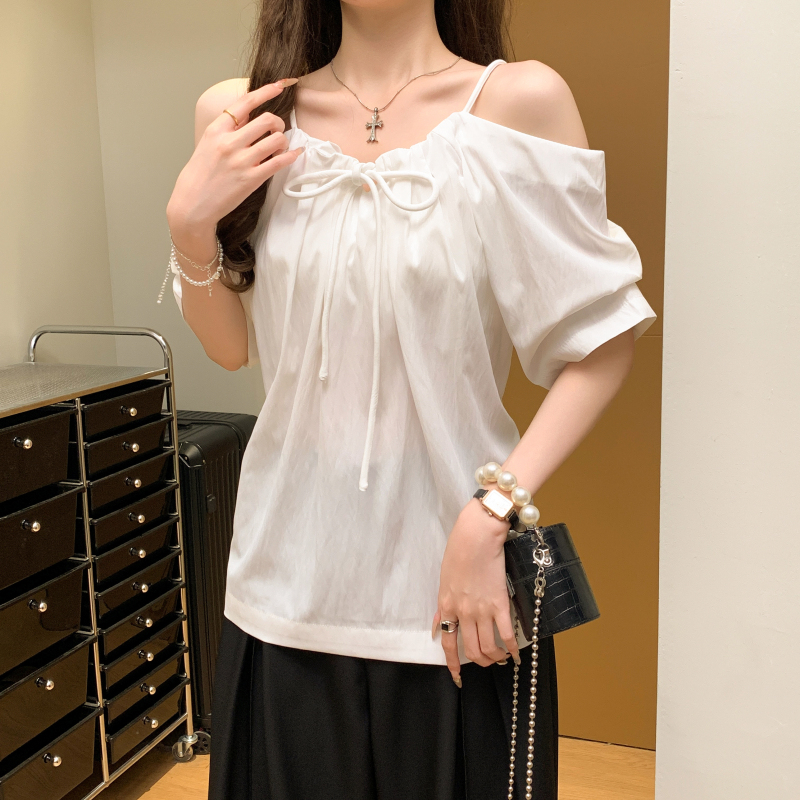 Sling white vacation tops temperament tender shirt