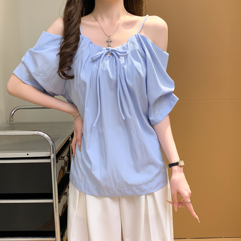 Sling white vacation tops temperament tender shirt