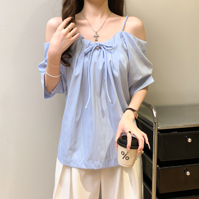 Sling white vacation tops temperament tender shirt