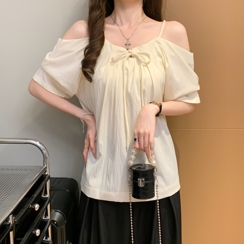 Sling white vacation tops temperament tender shirt