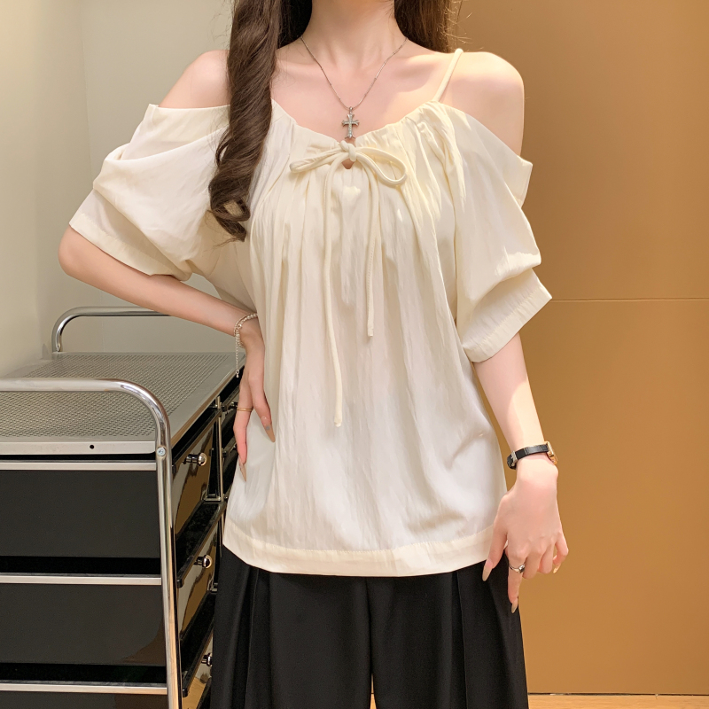 Sling white vacation tops temperament tender shirt