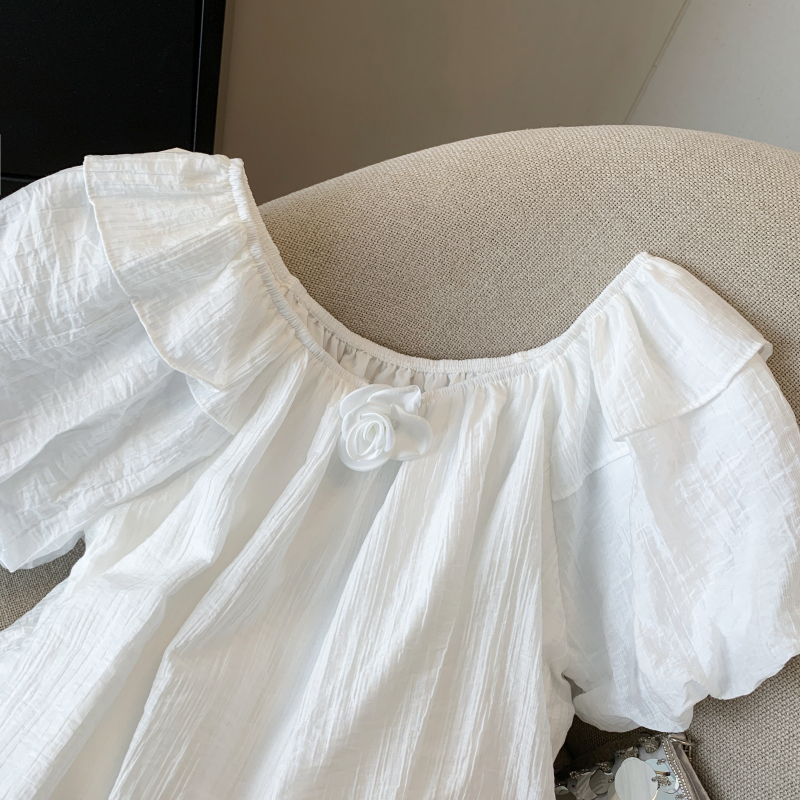 Flowers all-match shirt loose summer tops for women