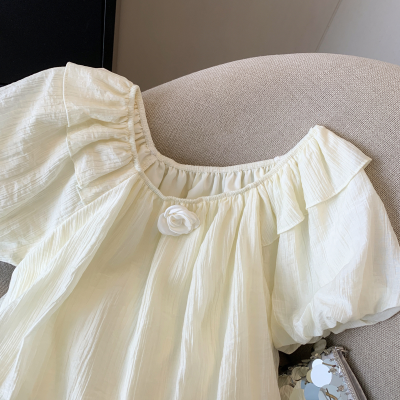 Flowers all-match shirt loose summer tops for women