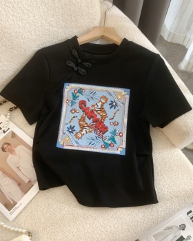 Summer T-shirt Chinese style tops for women