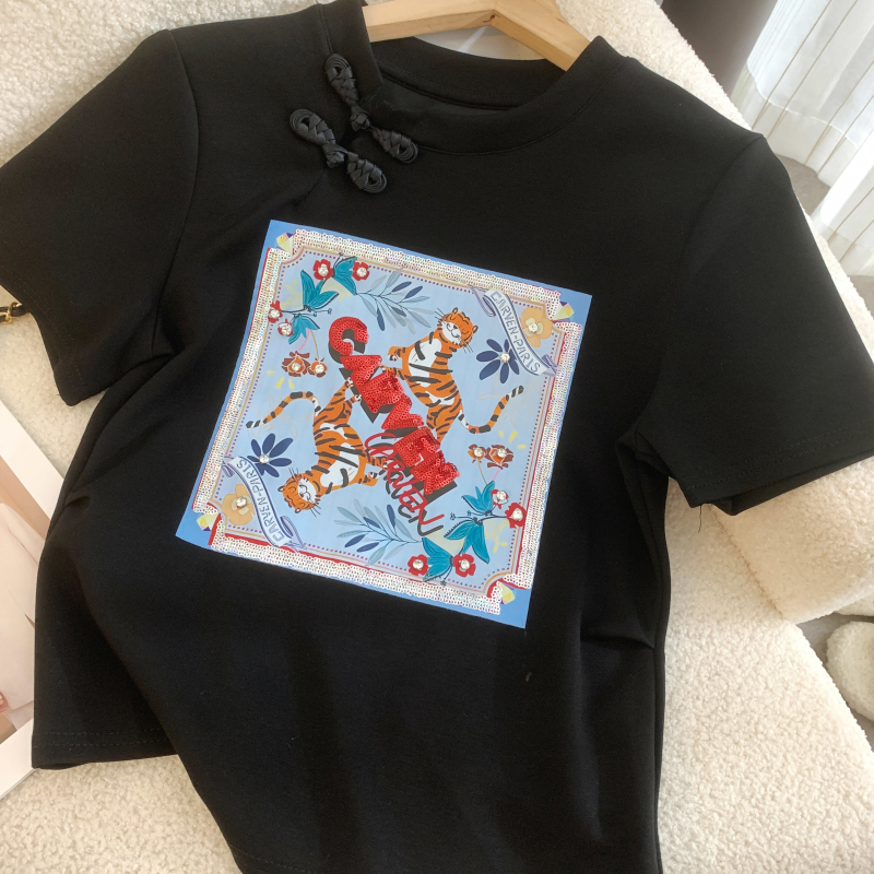 Summer T-shirt Chinese style tops for women