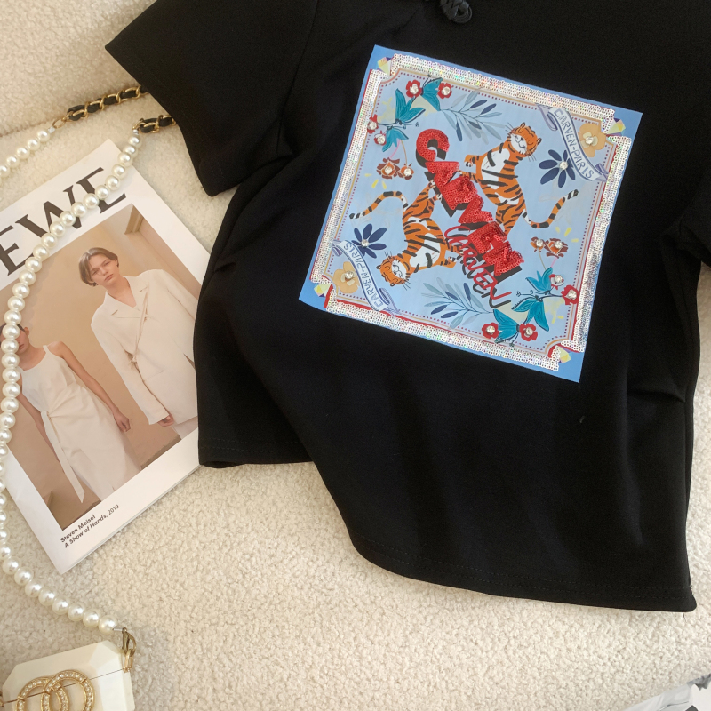 Summer T-shirt Chinese style tops for women