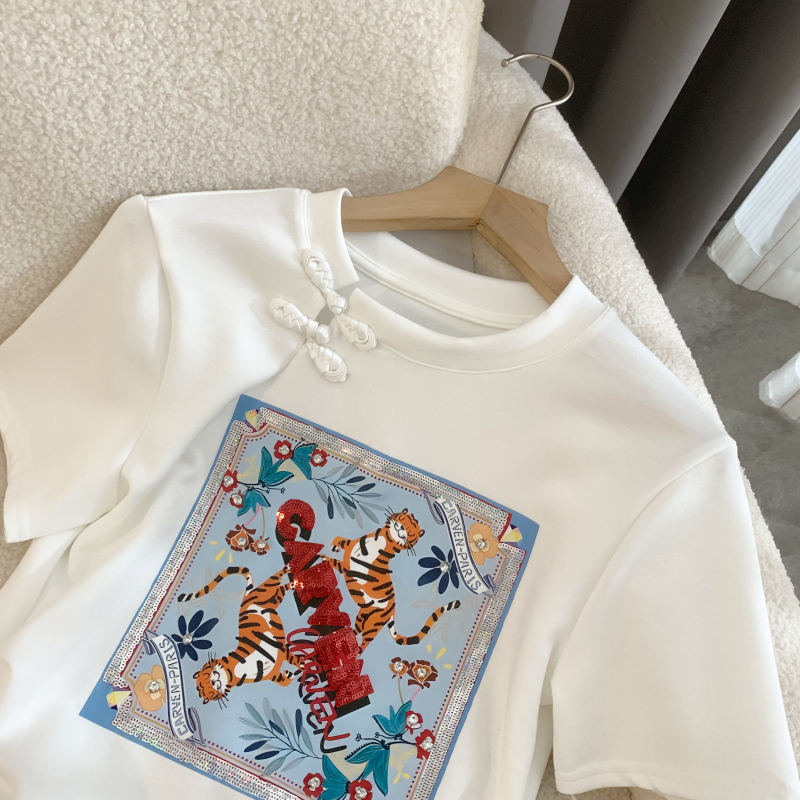 Summer T-shirt Chinese style tops for women