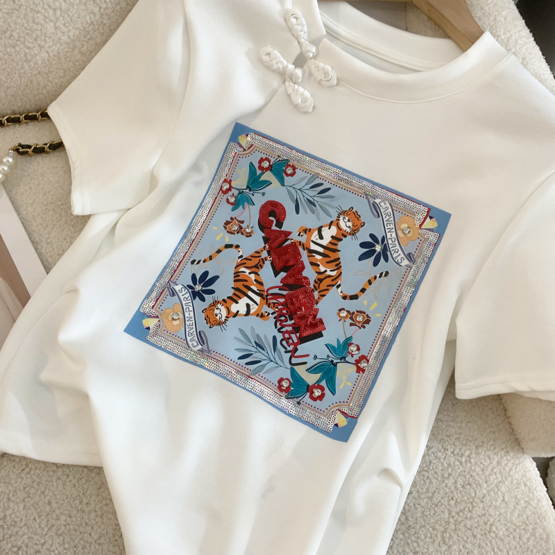 Summer T-shirt Chinese style tops for women