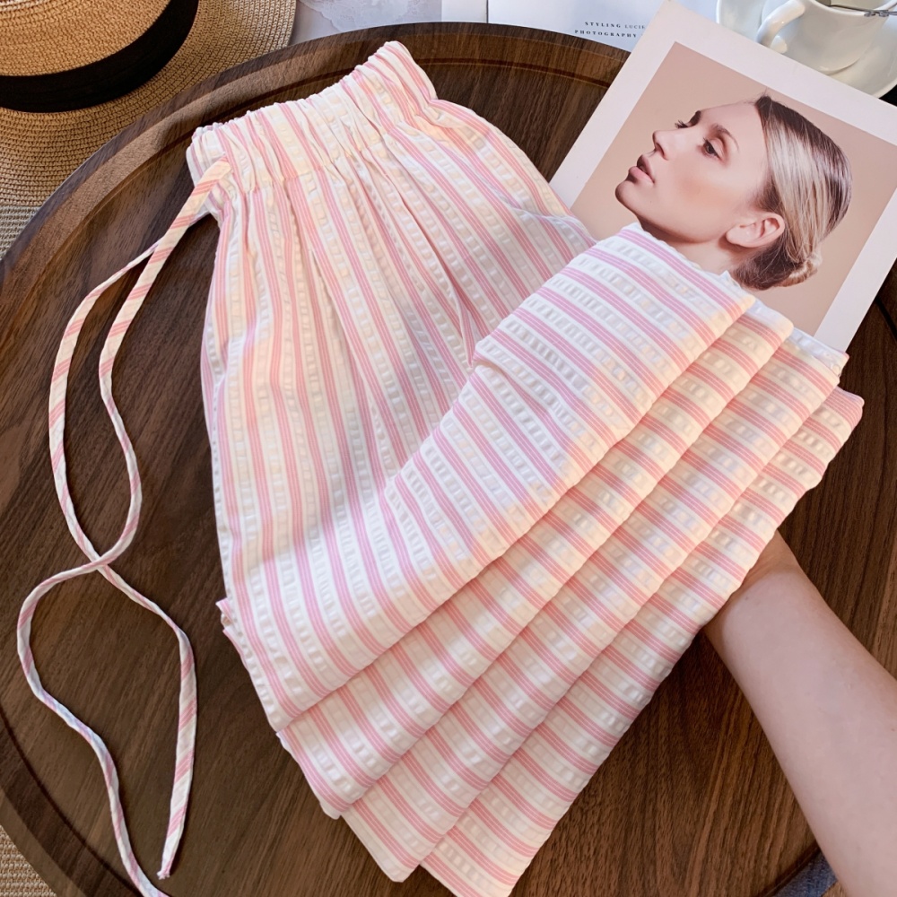 Sandy beach slim long pants pink summer wide leg pants
