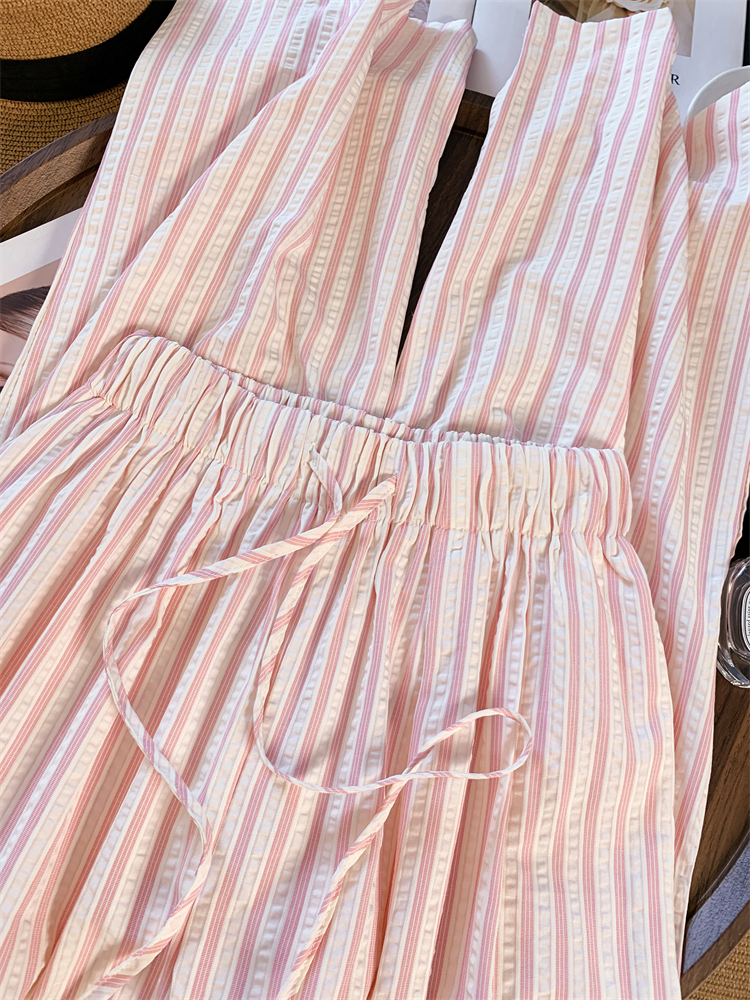 Sandy beach slim long pants pink summer wide leg pants