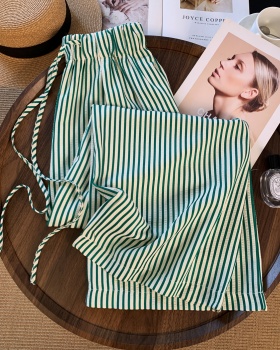 Green slim wide leg pants summer loose casual pants for women