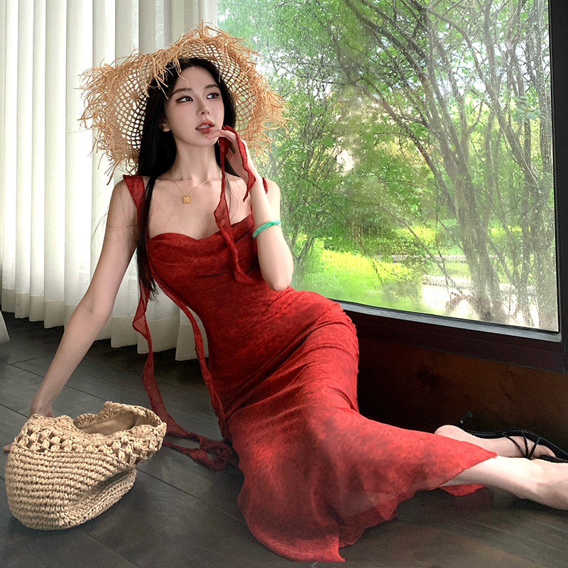 Temperament summer long dress slim dress for women